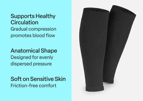 Compression Calf Sleeves Wide 15-20 mmHg - Black